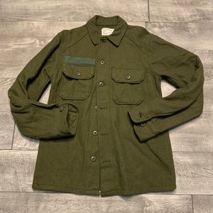 Vtg Post Vietnam US Army OG-108 Wool Cold Weather Field Shirt Jacket Size Small